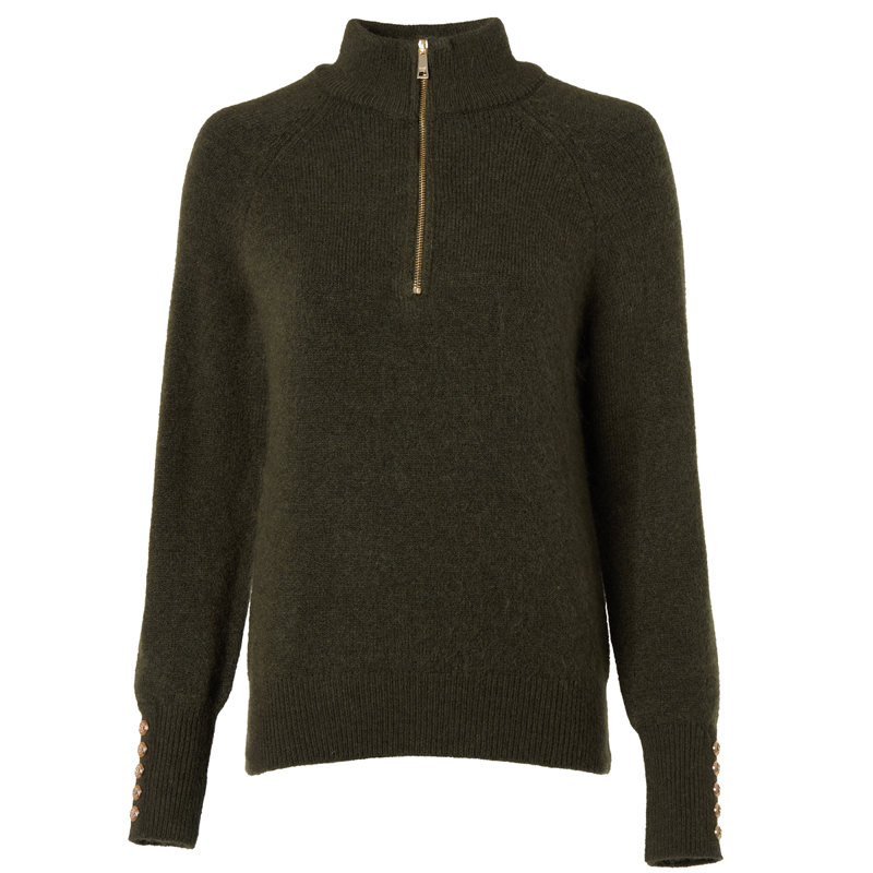 Holland Cooper Tori Half Zip Knit - Forest Green-4
