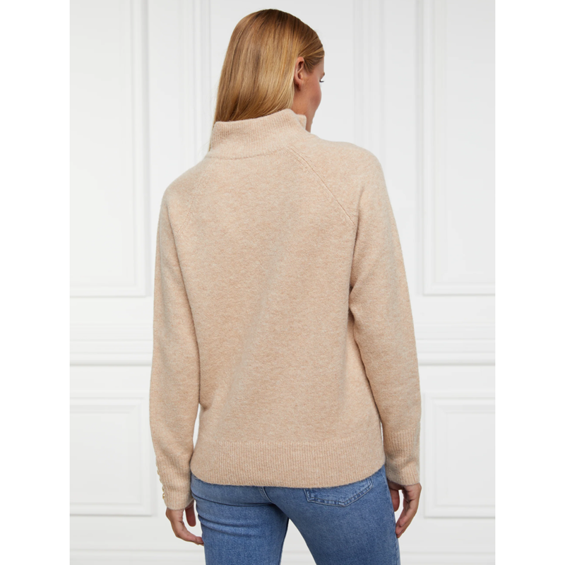 Holland Cooper Tori Half Zip Knit - Light Camel-5