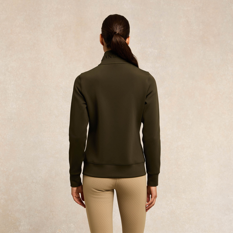 Holland Cooper Training Zip Through Sweat - Dark Olive-2