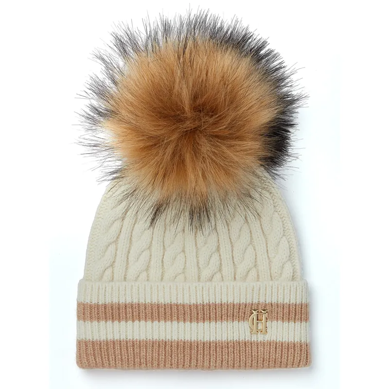Holland Cooper Zoe Bobble Hat - Cream Stripe