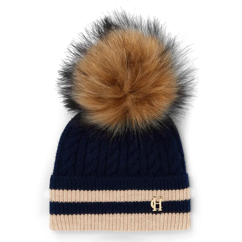 Holland Cooper Zoe Bobble Hat - Ink Navy Stripe