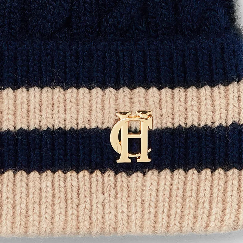 Holland Cooper Zoe Bobble Hat - Ink Navy Stripe-2