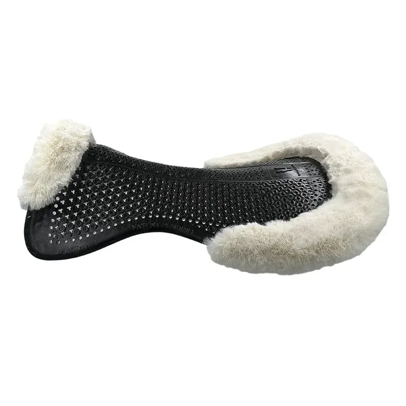 Horsena Regular Jumping Gel Pad with Rolled Edge Real Sheepskin - Black/Natural