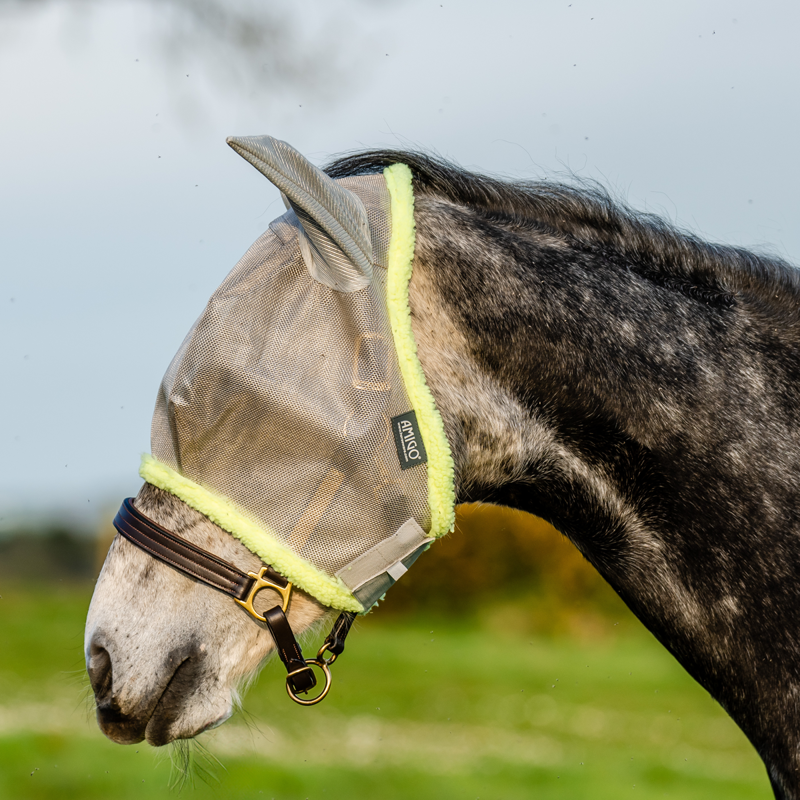 Horseware Amigo Fly Mask - Silver/Lime-2