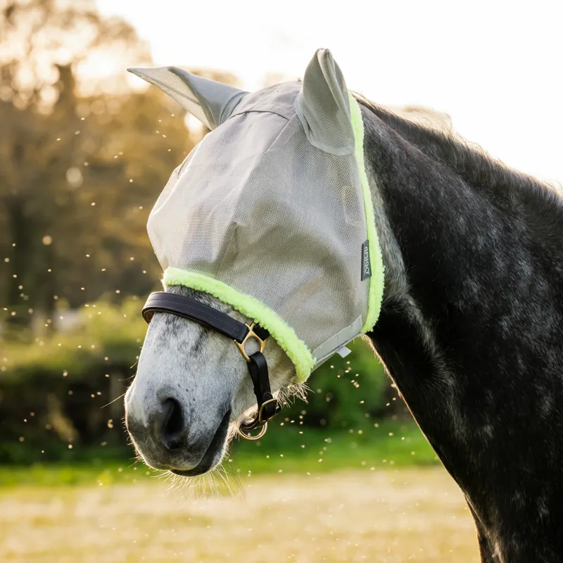 Horseware Amigo Fly Mask - Silver/Lime-1