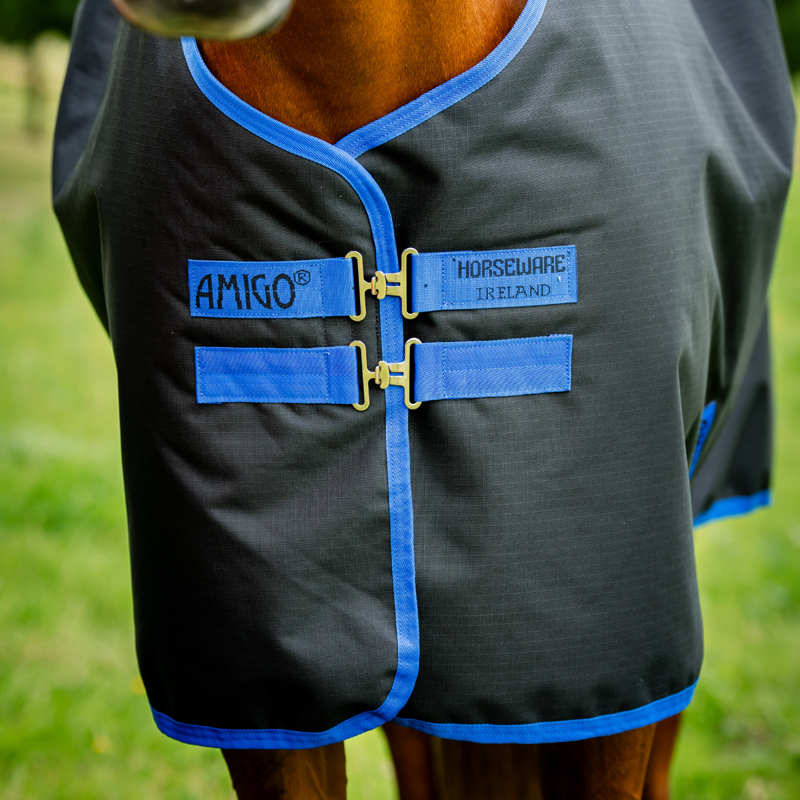 Horseware Amigo Ripstop 900 Plus 0g Turnout Rug - Black/Classic Blue-3