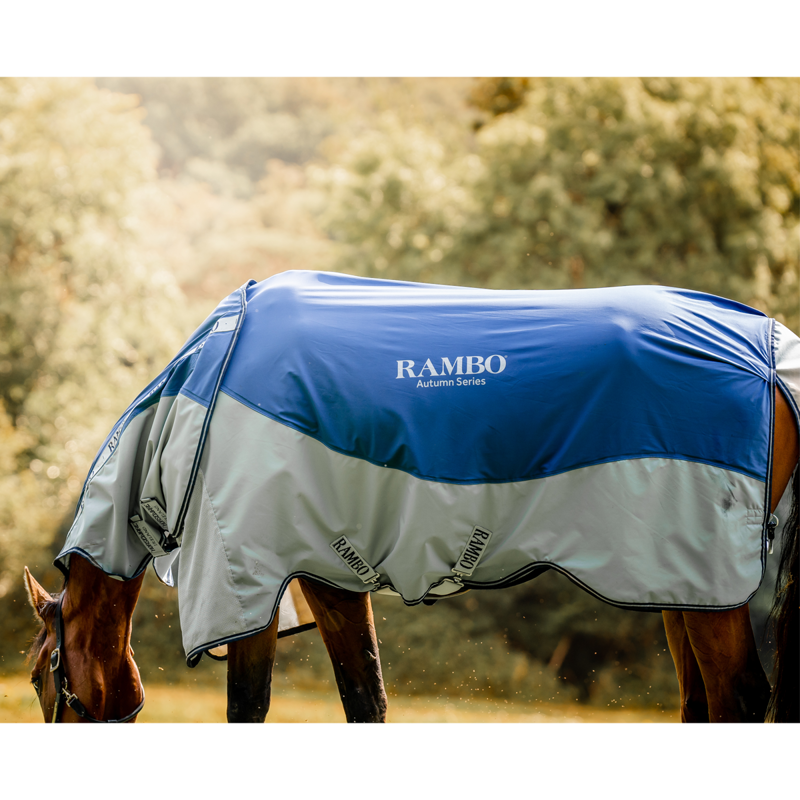 Horseware Rambo Autumn Series Turnout 0g Outer with 100g Liner - Navy/Grey-2