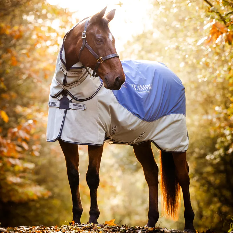 Horseware Rambo Autumn Series Turnout 0g Outer with 100g Liner - Navy/Grey