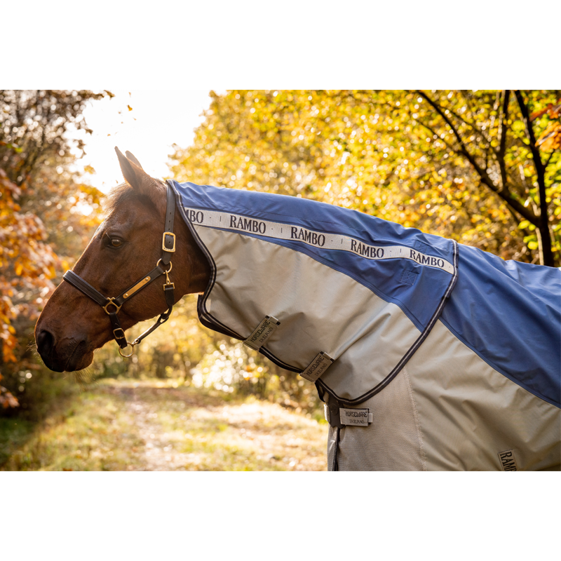 Horseware Rambo Autumn Series Turnout 0g Outer with 100g Liner - Navy/Grey-7