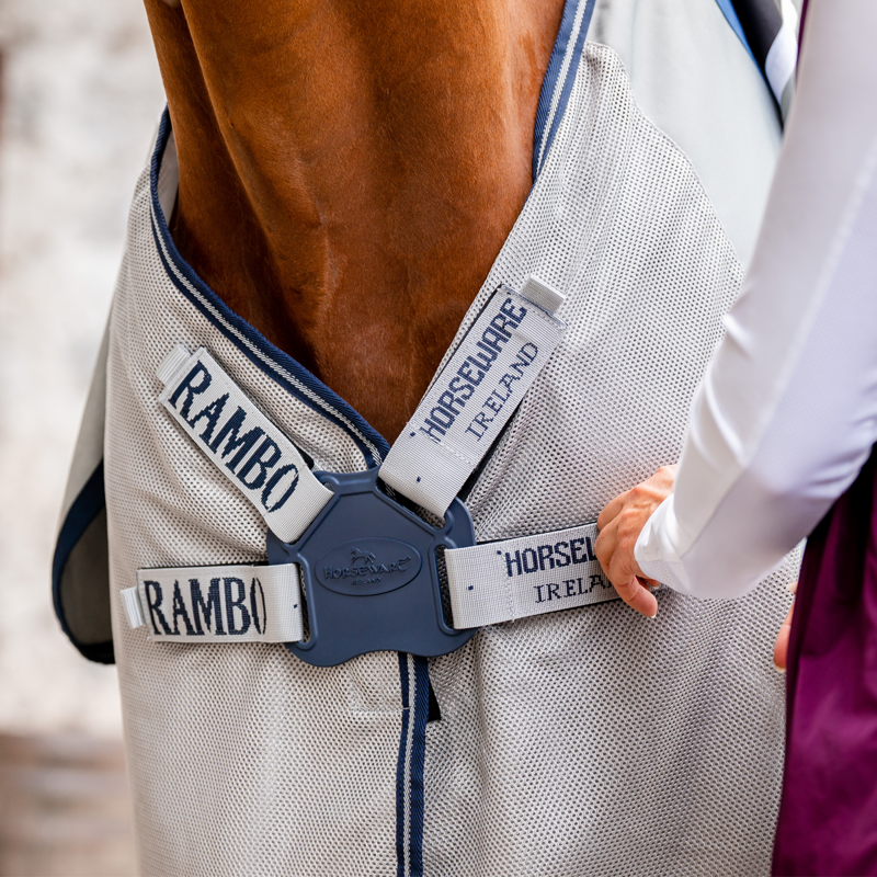 Horseware Rambo Autumn Series Turnout 0g Outer with 100g Liner - Navy/Grey-6