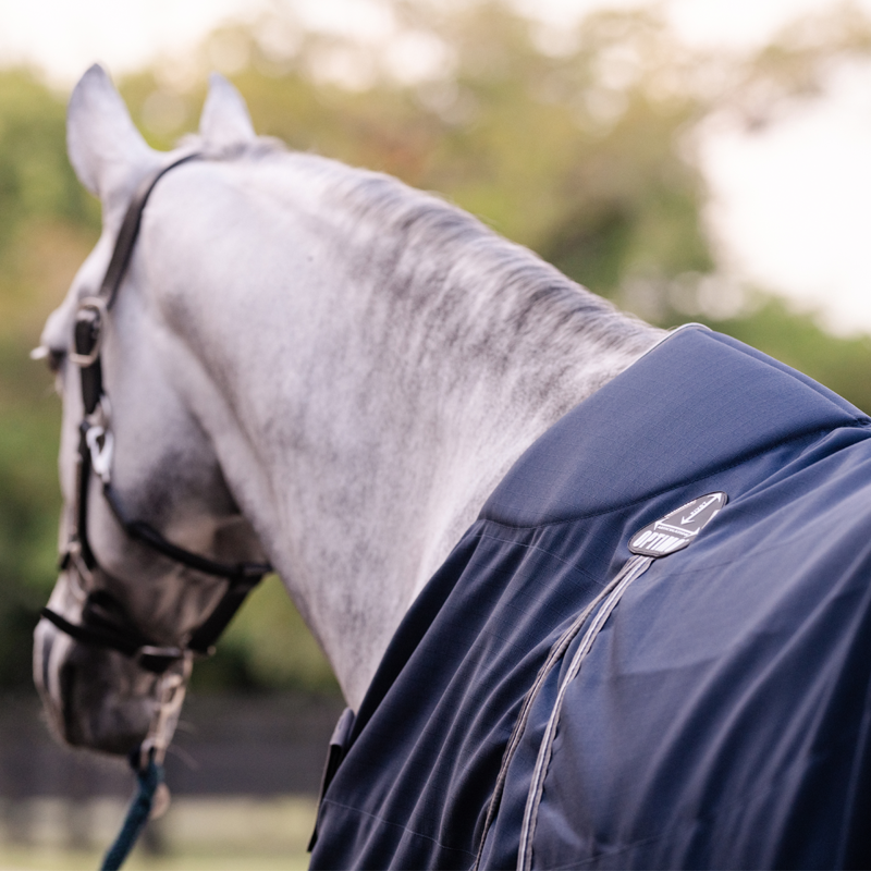 Horseware Rambo Optimo Stable Sheet - Navy/Thunderstorm Grey Silver-4