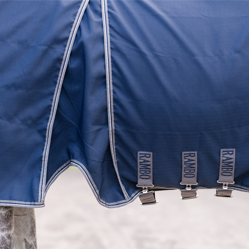 Horseware Rambo Optimo Stable Sheet - Navy/Thunderstorm Grey Silver-5