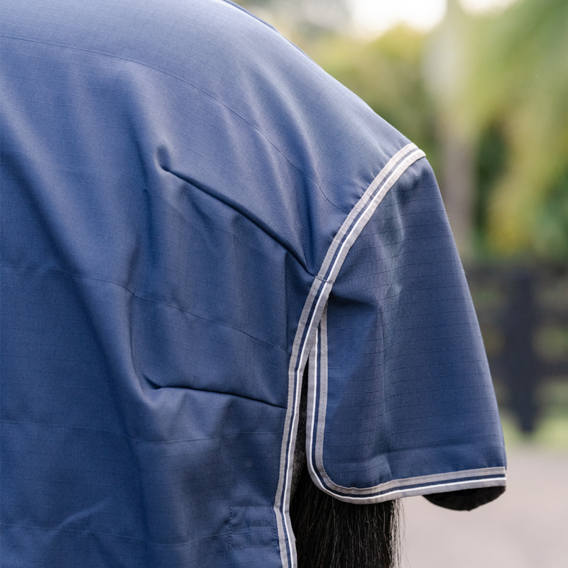 Horseware Rambo Optimo Stable Sheet - Navy/Thunderstorm Grey Silver-6