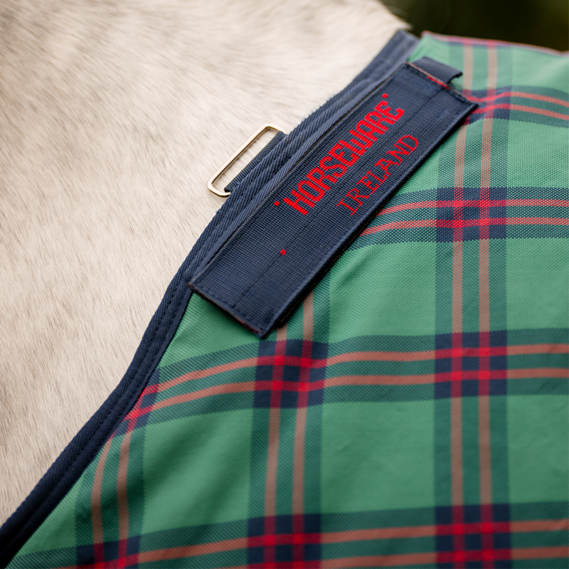 Horseware Rhino Plus Vari-Layer 250g Turnout Rug - Holiday Collection - Green Check/Navy/Red-6