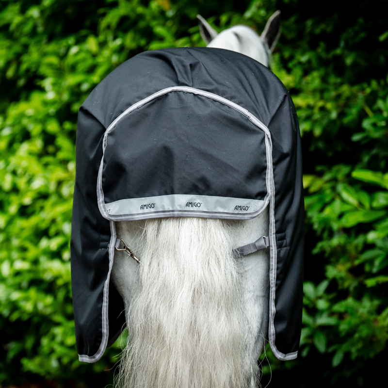 Horseware Amigo Bravo 12 Plus Heavy 400g Turnout Rug - Black/Titanium Grey Silver-2