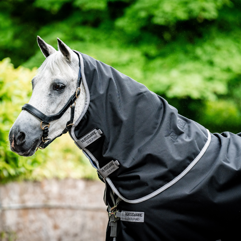 Horseware Amigo Bravo 12 Plus Heavy 400g Turnout Rug - Black/Titanium Grey Silver-5