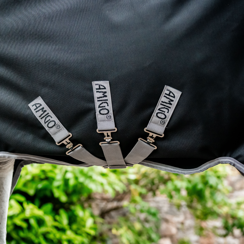 Horseware Amigo Bravo 12 Plus Heavy 400g Turnout Rug - Black/Titanium Grey Silver-4