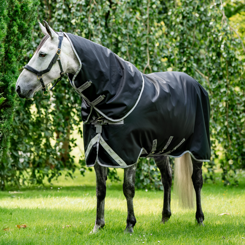 Horseware Amigo Bravo 12 Plus Heavy 400g Turnout Rug - Black/Titanium Grey Silver-1