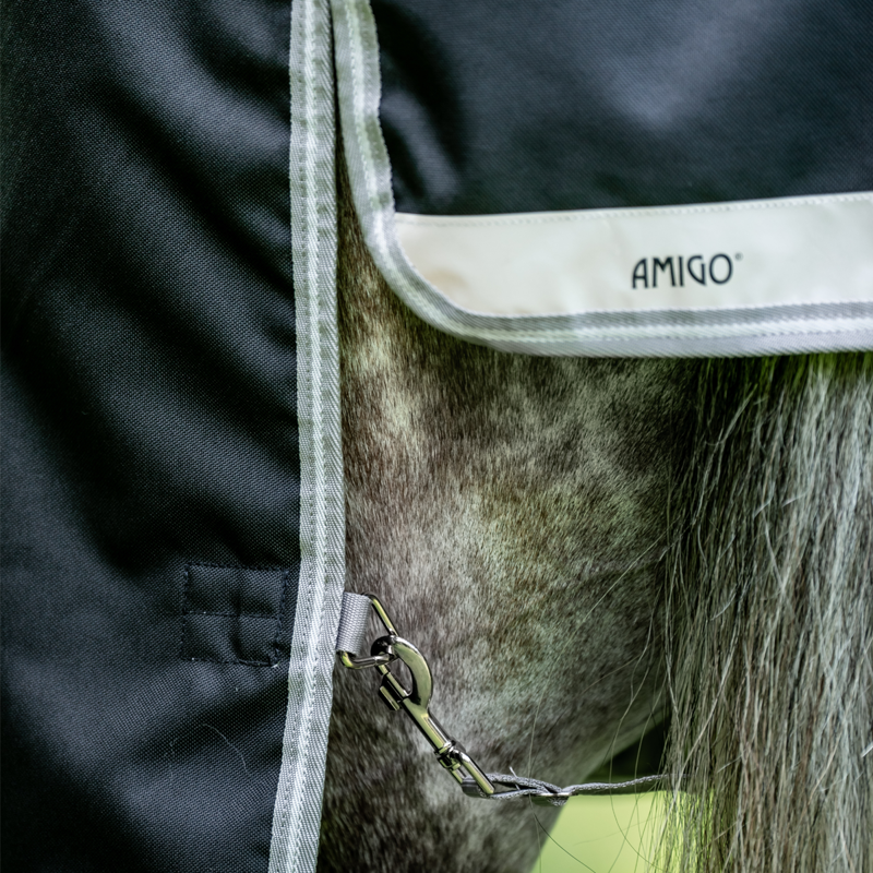 Horseware Amigo Bravo 12 Plus Heavy 400g Turnout Rug - Black/Titanium Grey Silver-3