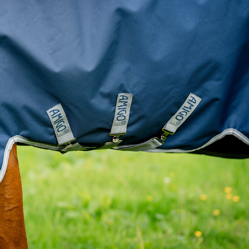 Horseware Amigo Bravo 12 Plus Heavy 400g Turnout Rug - Navy/Titanium Grey Silver-2