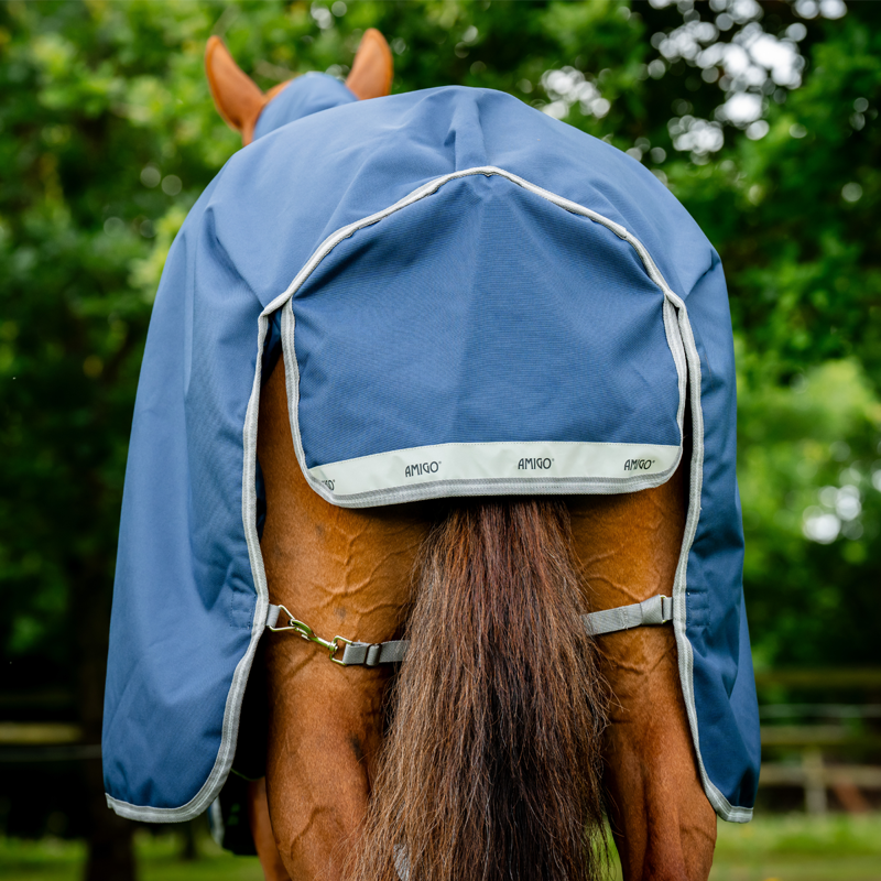 Horseware Amigo Bravo 12 Plus Heavy 400g Turnout Rug - Navy/Titanium Grey Silver-3
