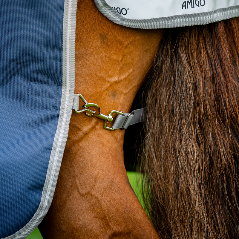 Horseware Amigo Bravo 12 Plus Heavy 400g Turnout Rug - Navy/Titanium Grey Silver-5