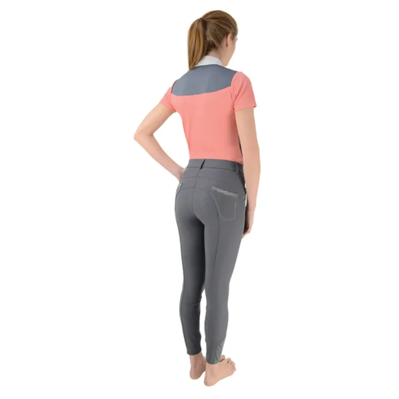 Hy Fashion Cottesmore Ladies Breeches - Coral/Grey-1