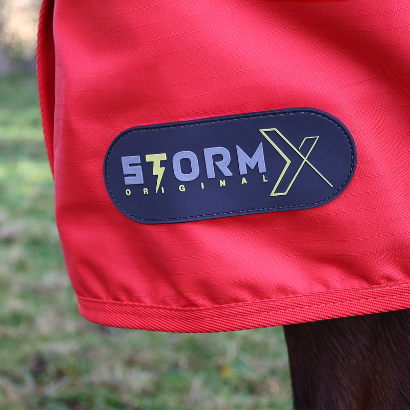 Hy StormX Original 0 Turnout Rug - Thelwell Collection Practice Makes Perfect - Navy/Red-3