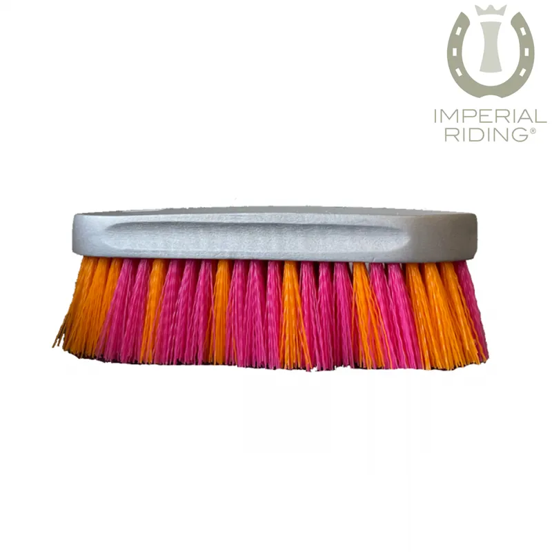 Imperial Riding Hard Silver Back Brush - Neon Orange/Fuchsia