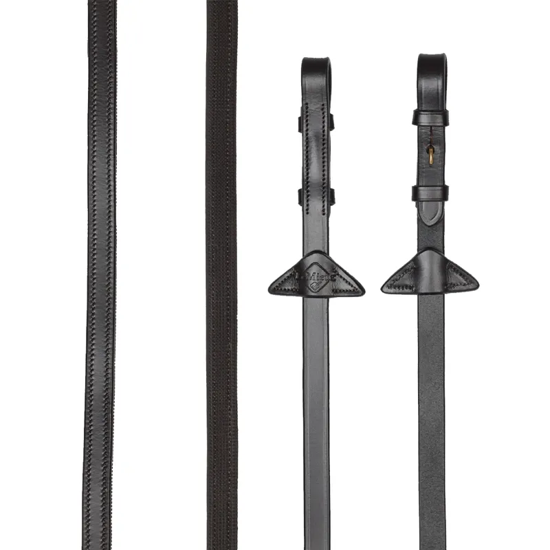 LeMieux Rubber Half Lined Reins - Brown/Brass