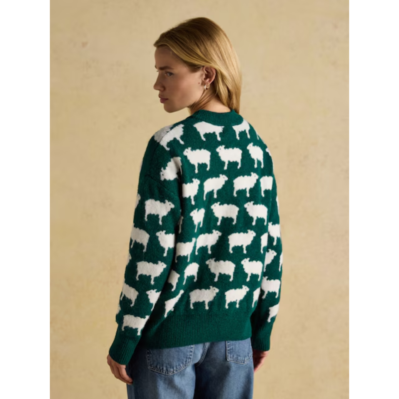 Joules Ladies Fleece Navidad Knit Jumper - Green-4