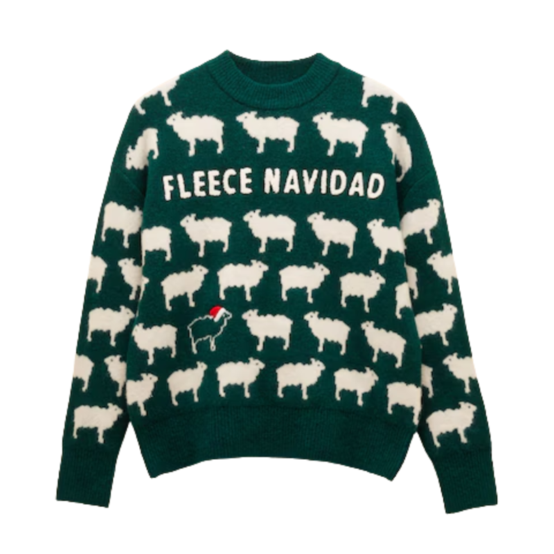 Joules Ladies Fleece Navidad Knit Jumper - Green