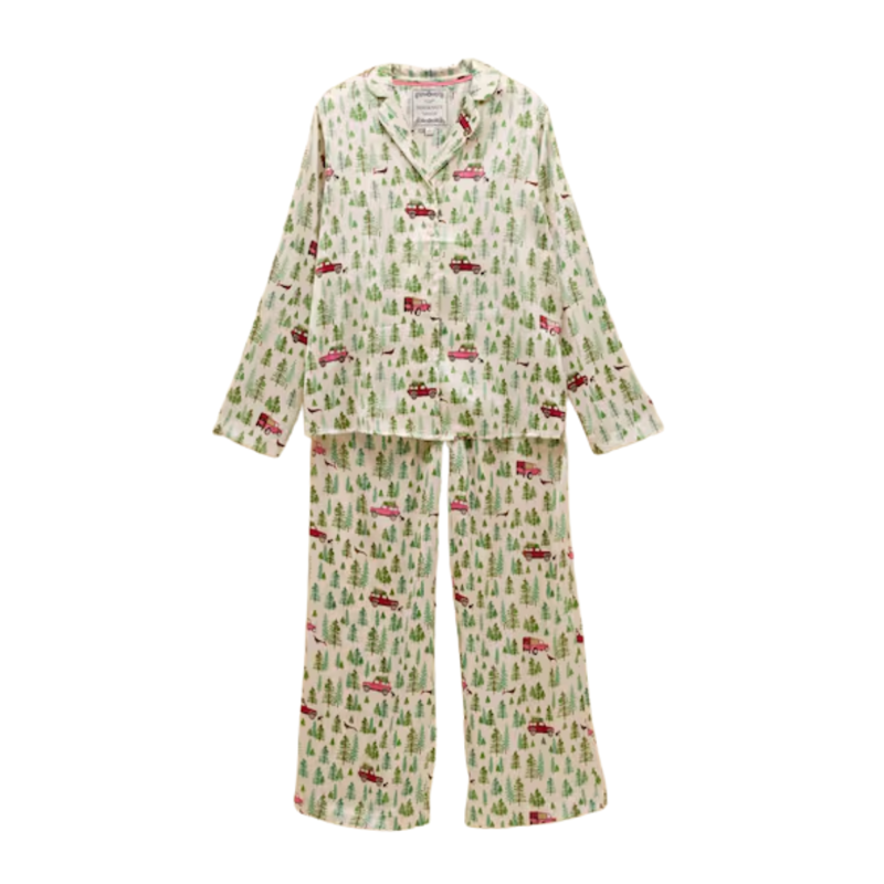 Joules Ladies Bonnie Satin Pyjama Set - Cream
