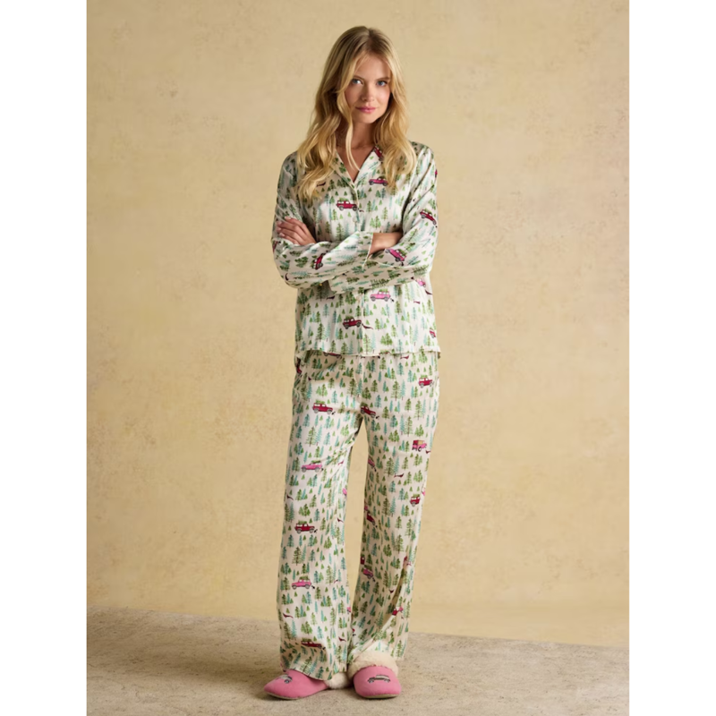 Joules Ladies Bonnie Satin Pyjama Set - Cream-1
