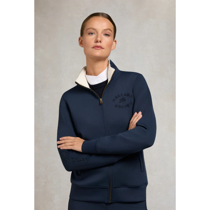 Holland Cooper Hartpury Crystal Training Zip Sweat - Ink Navy-1
