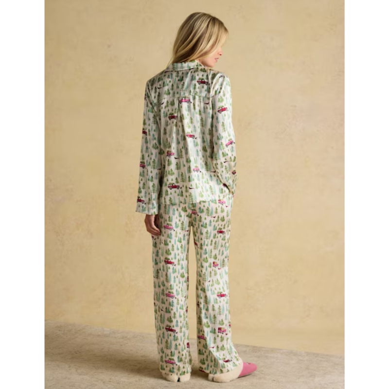 Joules Ladies Bonnie Satin Pyjama Set - Cream-2