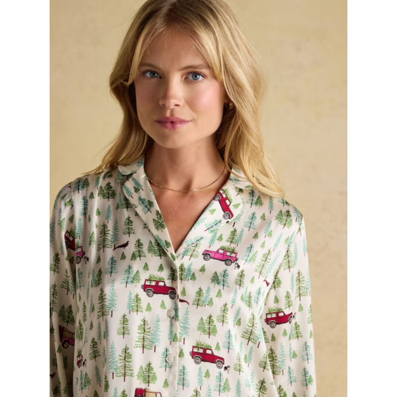 Joules Ladies Bonnie Satin Pyjama Set - Cream-3