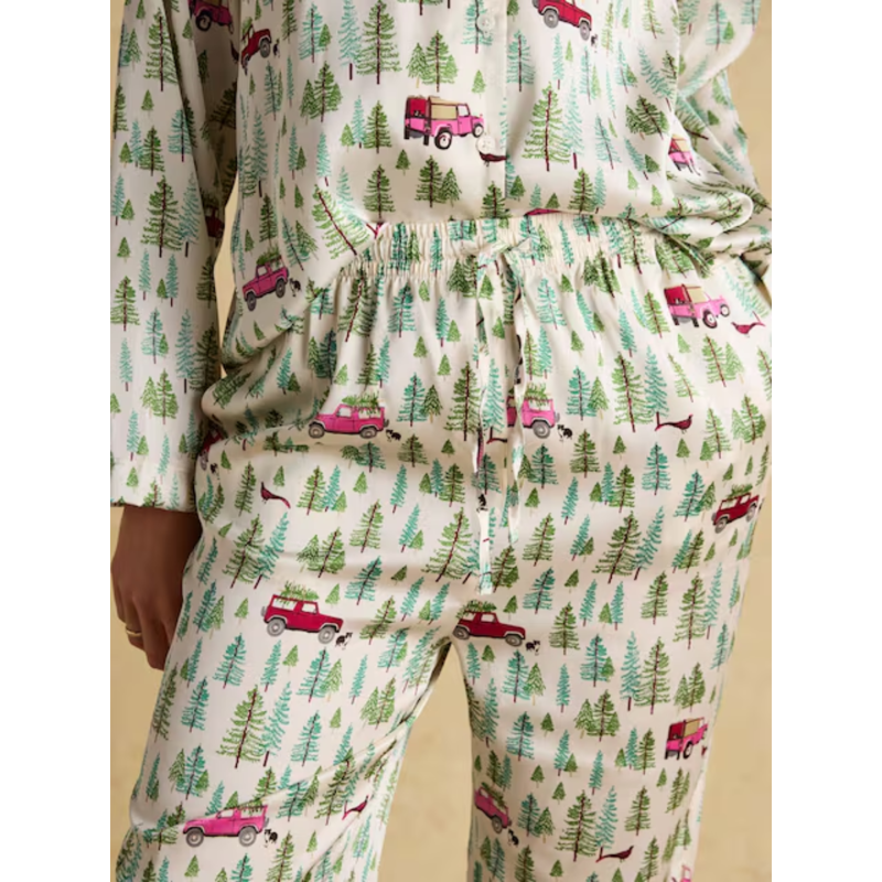 Joules Ladies Bonnie Satin Pyjama Set - Cream-5