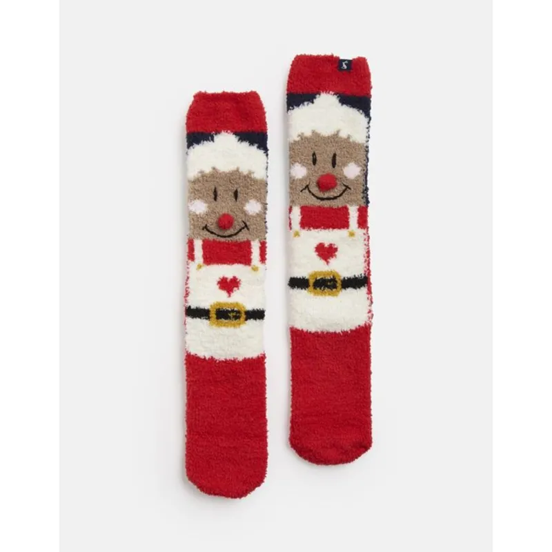 Joules Christmas Fluffy Socks - Red Xmas