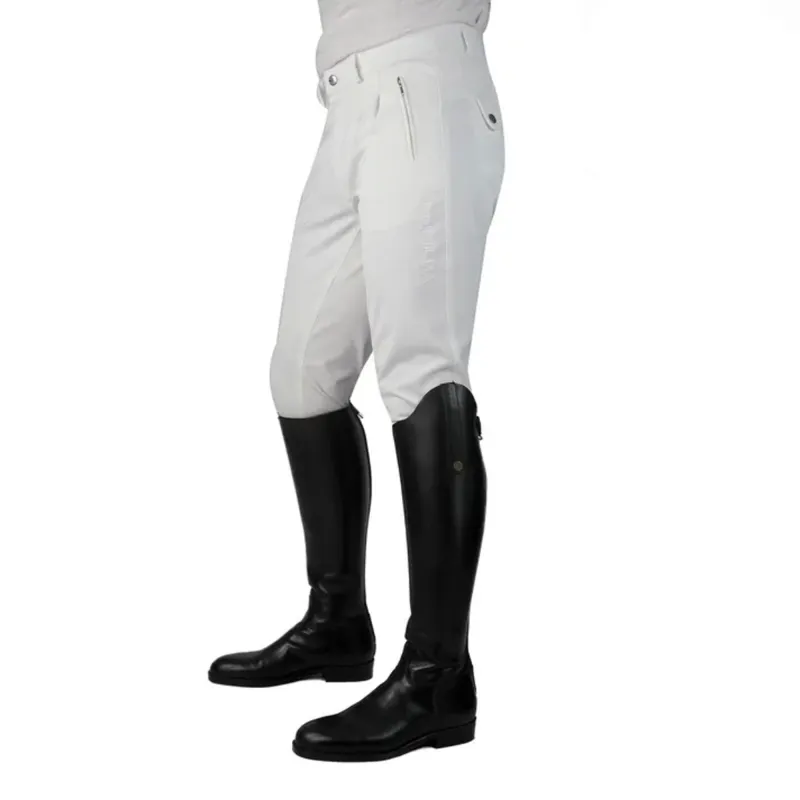 John Whitaker Miami Full Silicone Seat Mens Breeches - White