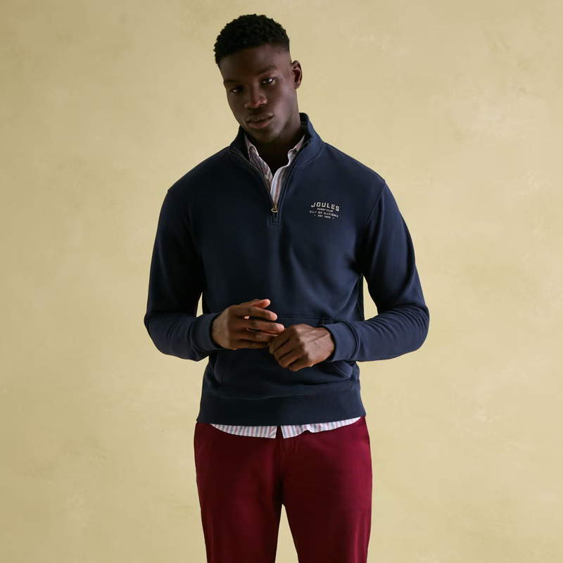 Joules Men's Jenkins Quarter Zip Sweatshirt Hoodie - Navy-1