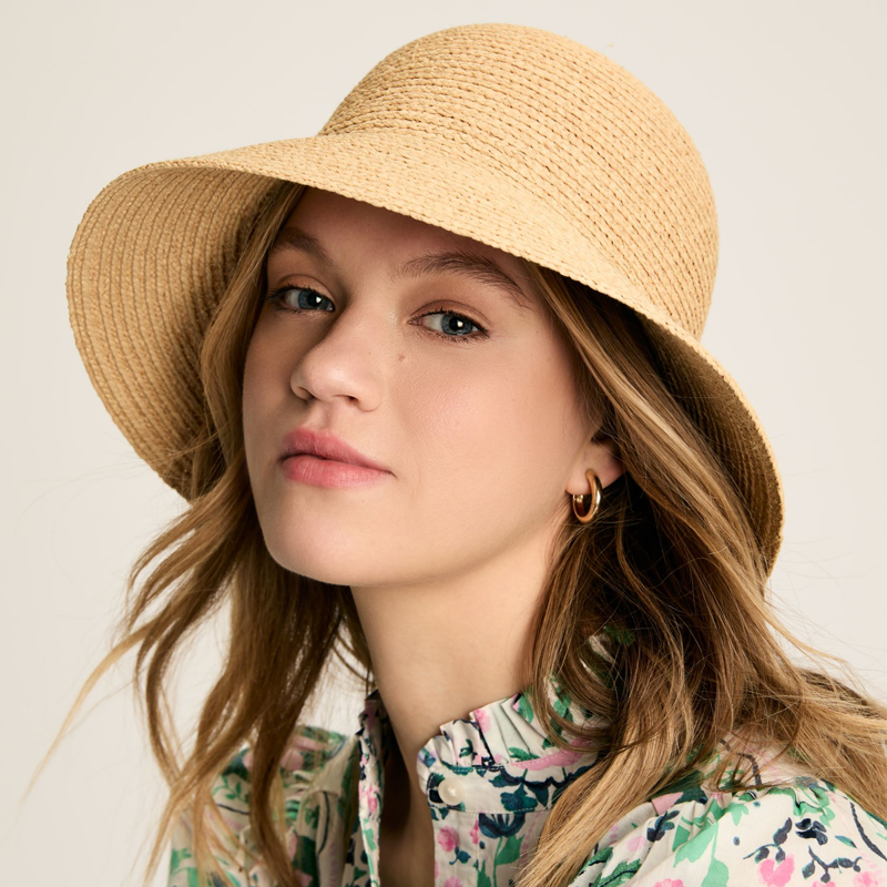 Joules Albany Straw Cloche Hat  - Natural-3