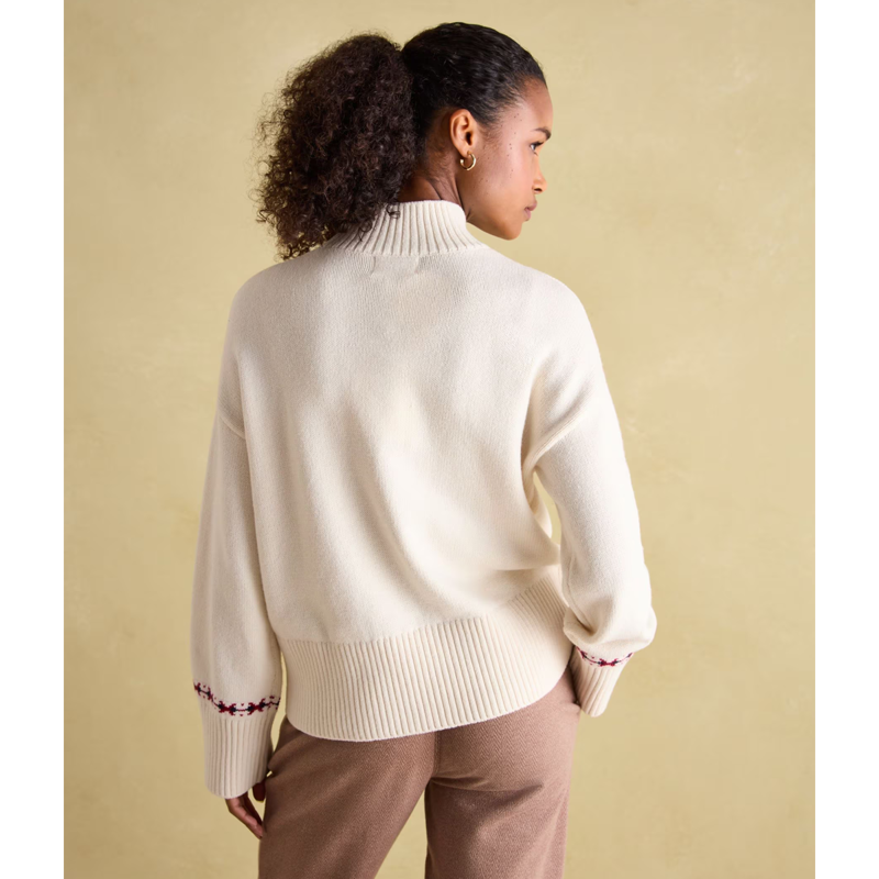 Joules Ladies Abigail High Neck Intarsia Ski Jumper - Cream-2