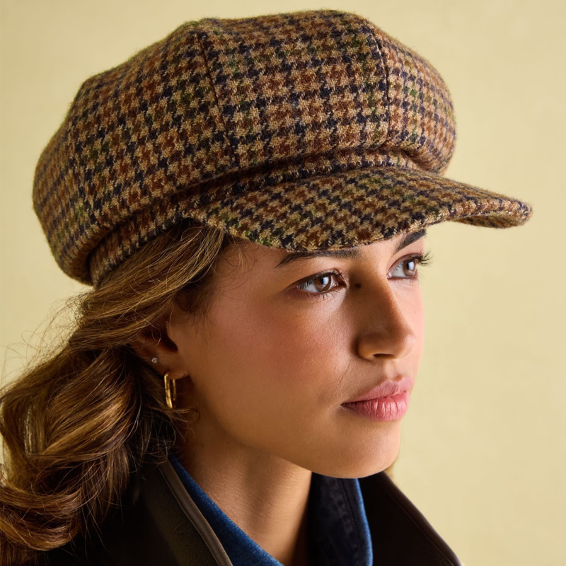 Joules Ladies Elvaston Baker Boy Hat - Green Tweed-4