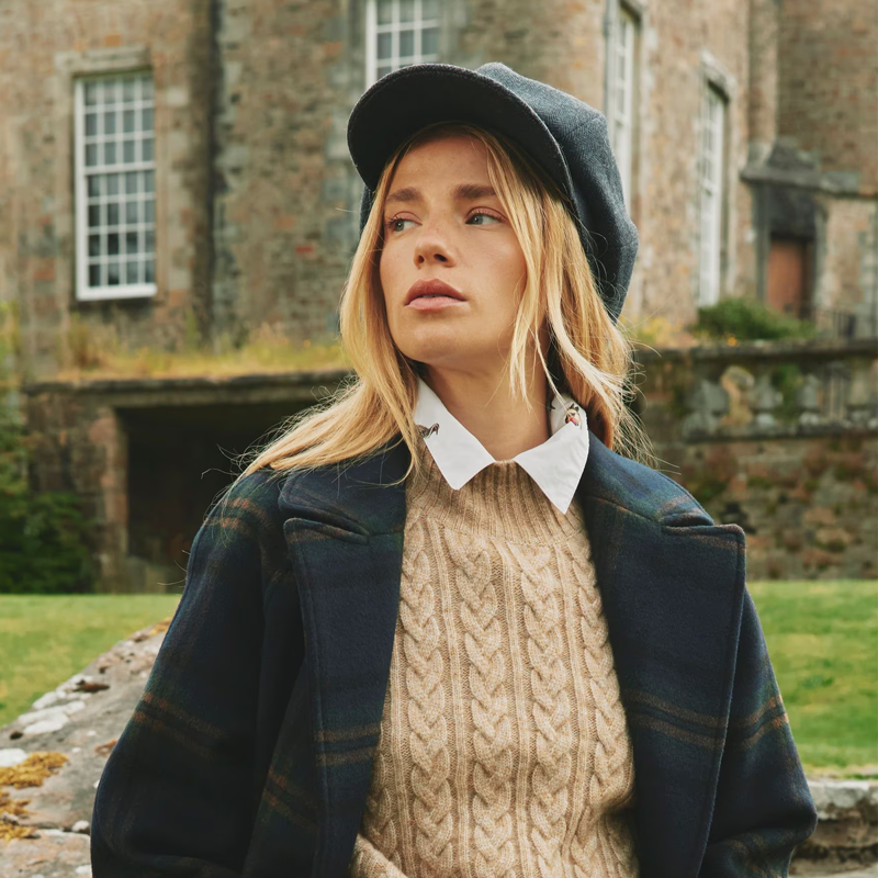 Joules Ladies Elvaston Baker Boy Hat - Navy Tweed-2