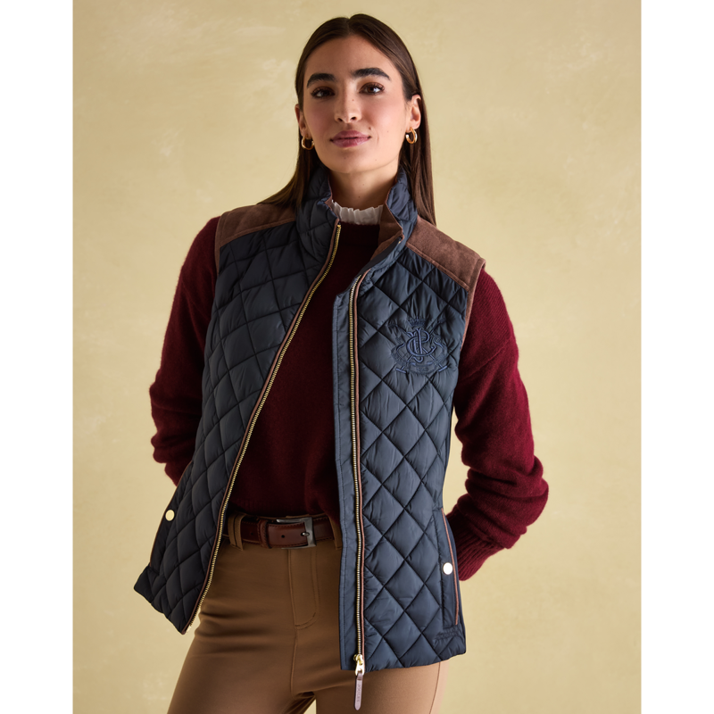 Joules Ladies Braemar Luxe Showerproof Diamond Quilted Gilet - Navy-3