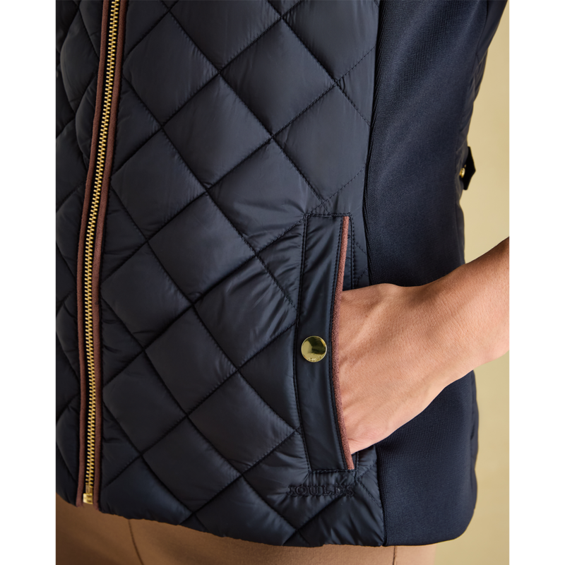 Joules Ladies Braemar Luxe Showerproof Diamond Quilted Gilet - Navy-6