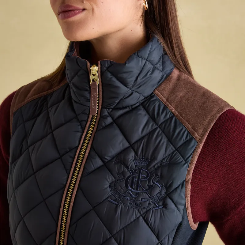 Joules Ladies Braemar Luxe Showerproof Diamond Quilted Gilet - Navy-4