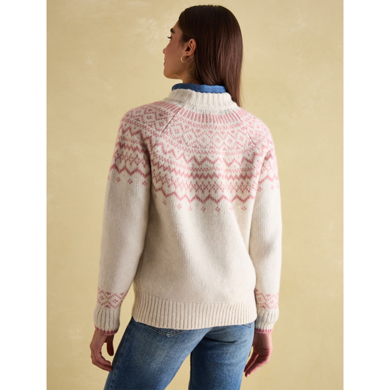 Joules Ladies Charlotte Crew Neck Fair Isle Jumper - Creme-4