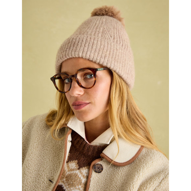 Joules Ladies Effie Knitted Bobble Hat - Camel-2